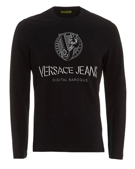 versace mens long sleeve t shirt|Versace t shirt men price.